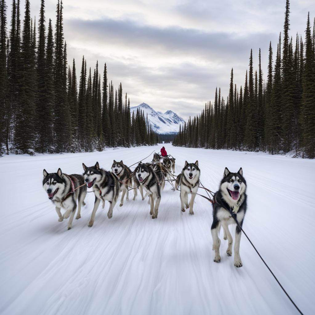 Поездка на собачьих упряжках через Аляску