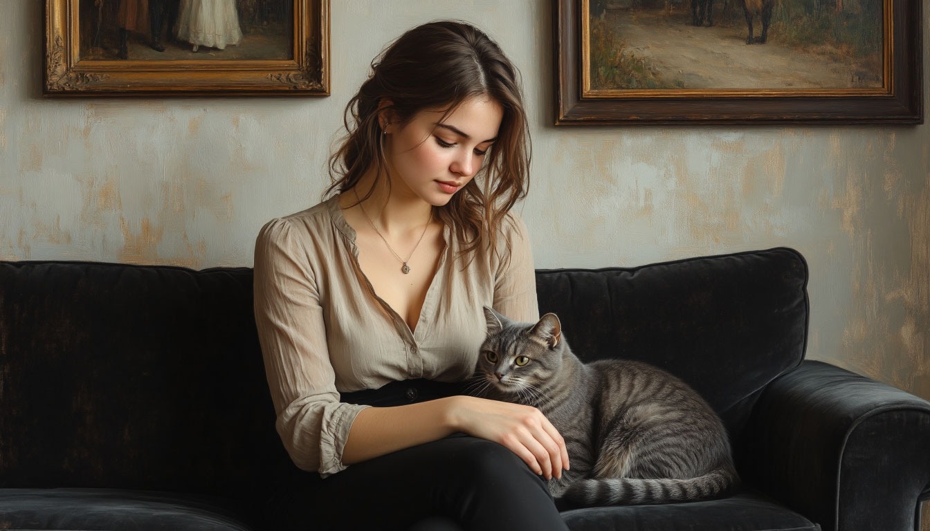 грусть думает кошка